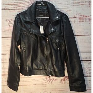 BANANA REPUBLIC Soft Vegan Leather Moto Jacket NEW Black Women's Size Small